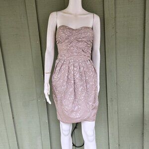 NWT MAX and CLEO Beige Ruched Pleated Dress 6